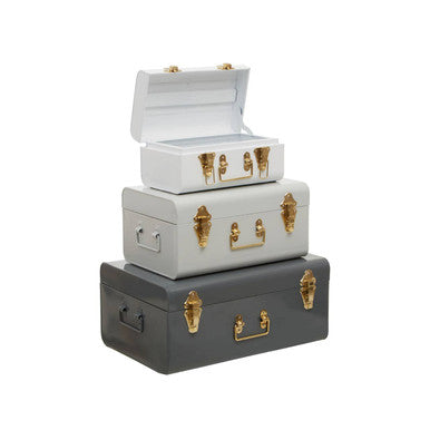 Set of Three Assorted Grey Storage Trunks | Parley