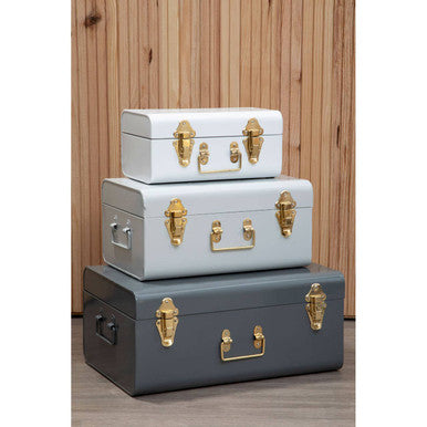 Set of Three Assorted Grey Storage Trunks | Parley