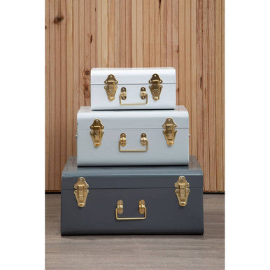 Set of Three Assorted Grey Storage Trunks | Parley