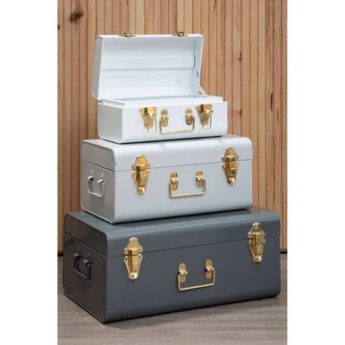 Set of Three Assorted Grey Storage Trunks | Parley