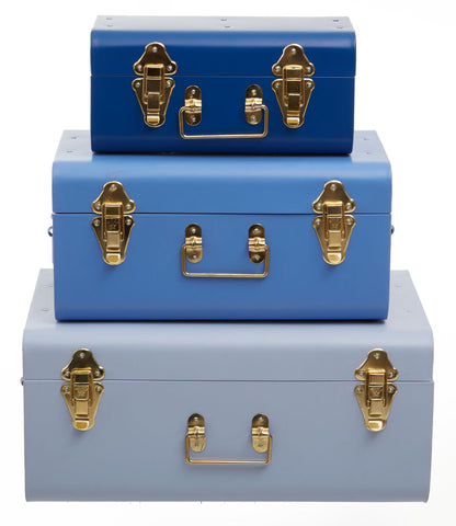 Set of Three Assorted Blue Storage Trunks | Parley