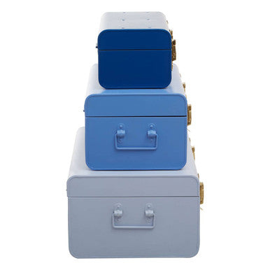 Set of Three Assorted Blue Storage Trunks | Parley