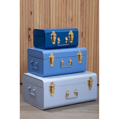 Set of Three Assorted Blue Storage Trunks | Parley