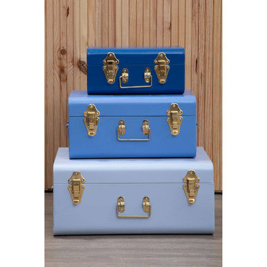 Set of Three Assorted Blue Storage Trunks | Parley