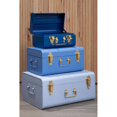 Set of Three Assorted Blue Storage Trunks | Parley