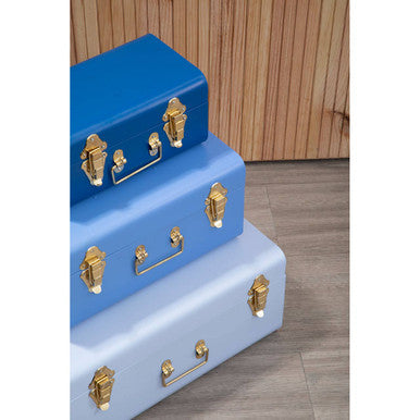 Set of Three Assorted Blue Storage Trunks | Parley