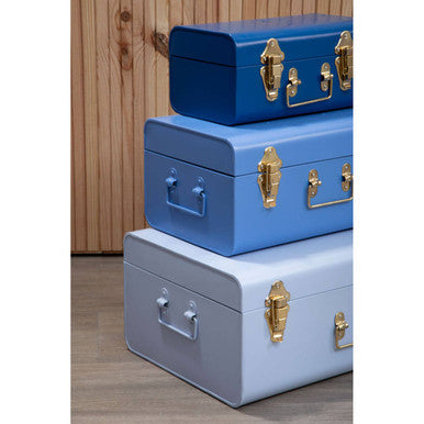 Set of Three Assorted Blue Storage Trunks | Parley