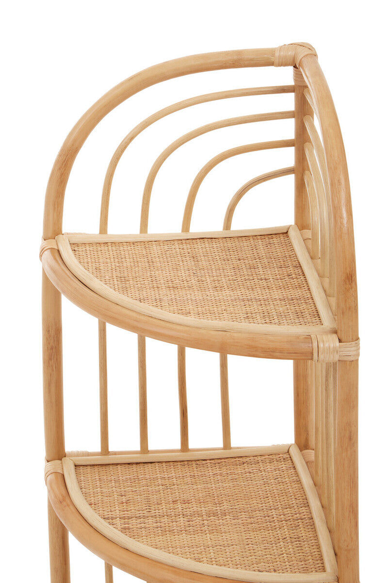 Mataram Three Tier Natural Rattan Corner Shelf Unit