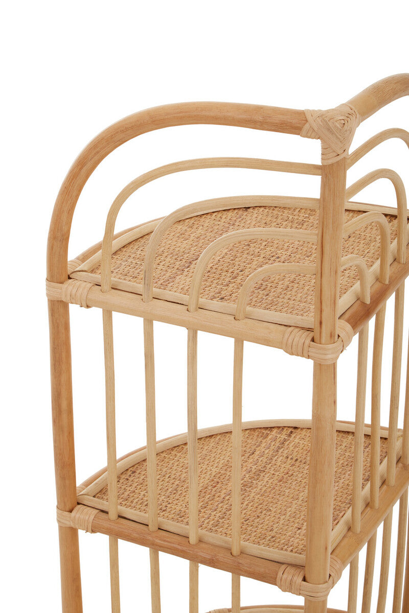 Mataram Three Tier Natural Rattan Corner Shelf Unit