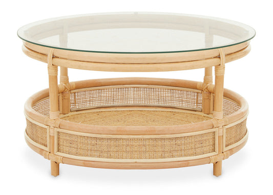 Mataram Rattan Coffee Table With Glass Top