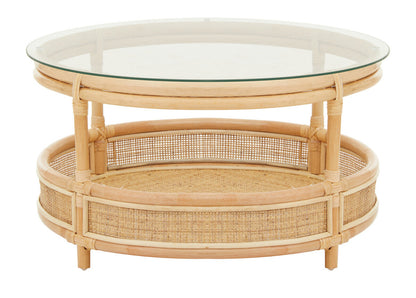 Mataram Rattan Coffee Table With Glass Top