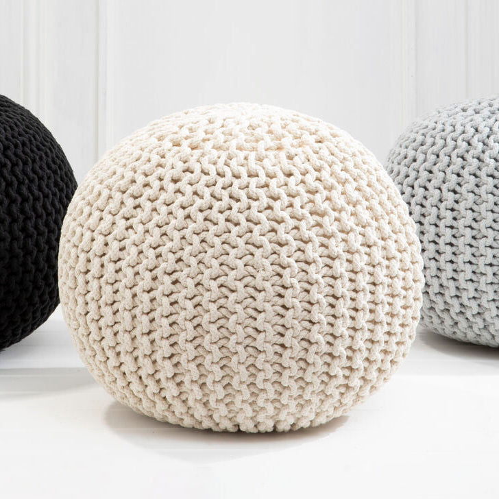 Knit Cream Pouffe | Kids