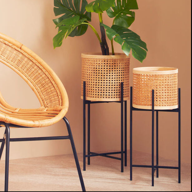 Large Rattan Planter with Metal Stand | Depok