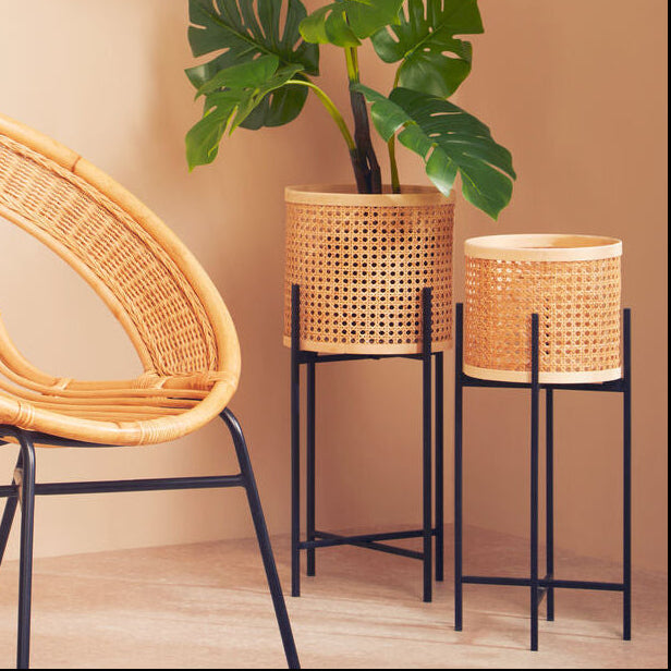 Small Rattan Planter with Metal Stand | Depok