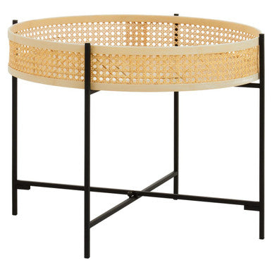 Depok Rattan Coffee Table With Cross Metal Base
