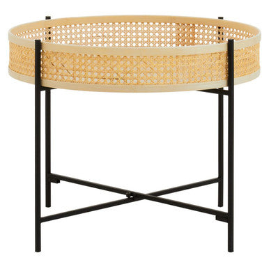 Depok Rattan Coffee Table With Cross Metal Base