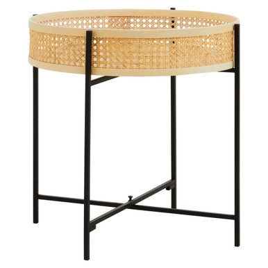 Depok Rattan Side Table With Metal Legs