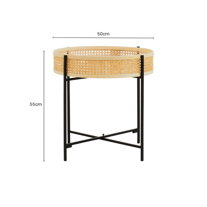 Depok Rattan Side Table With Metal Legs