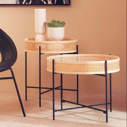 Depok Rattan Side Table With Metal Legs