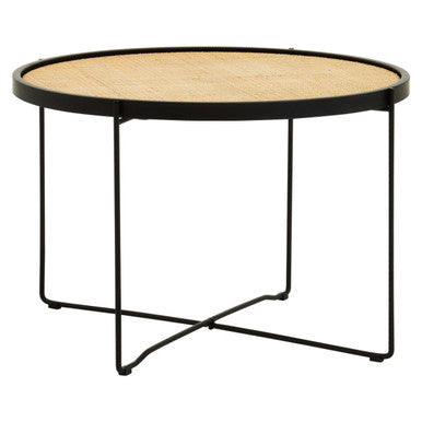 Depok Rattan Round Coffee Table With Cross Metal Legs