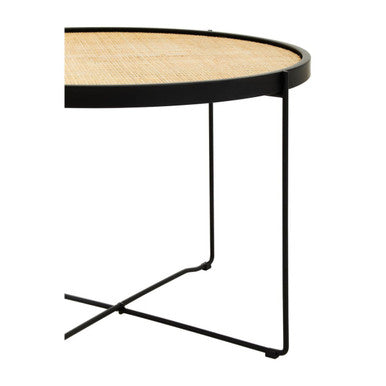 Depok Rattan Round Coffee Table With Cross Metal Legs