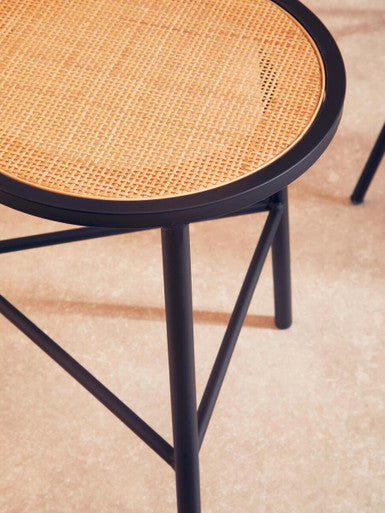Depok Rattan Seat Stool with Metal Legs