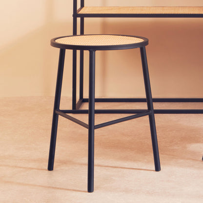 Depok Rattan Seat Stool with Metal Legs