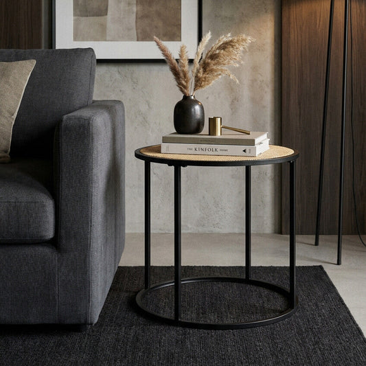 Depok Rattan And Metal Round Side Table
