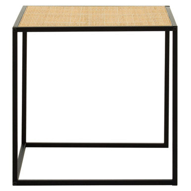Depok Rattan and Metal Square Side Table