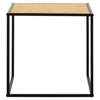 Depok Rattan and Metal Square Side Table