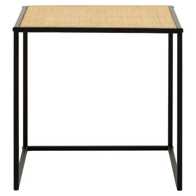 Depok Rattan and Metal Square Side Table