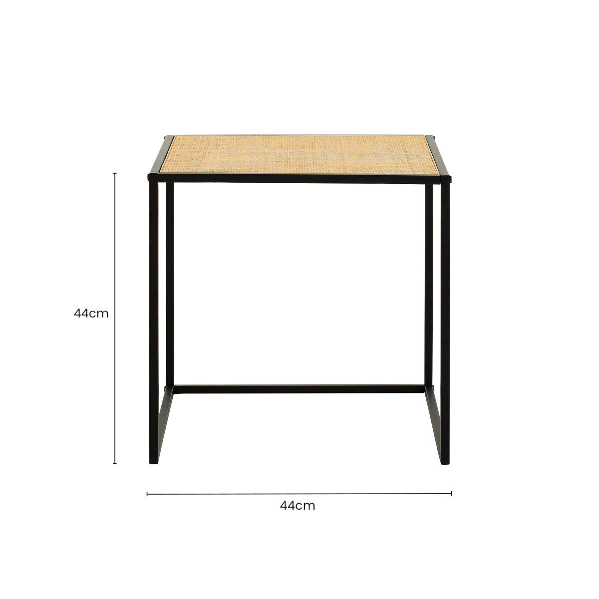 Depok Rattan and Metal Square Side Table