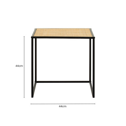 Depok Rattan and Metal Square Side Table