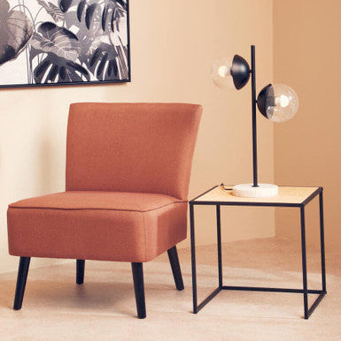 Depok Rattan and Metal Square Side Table