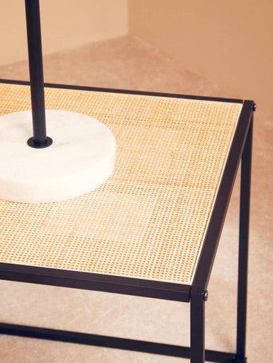 Depok Rattan and Metal Square Side Table