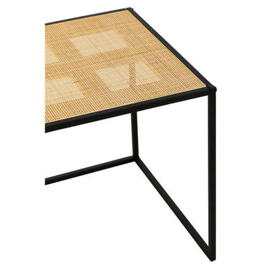 Depok Rattan and Metal Square Side Table