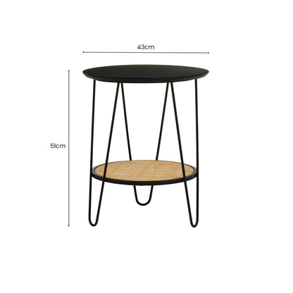 Depok Rattan And Metal Side Table With Hairpin Legs