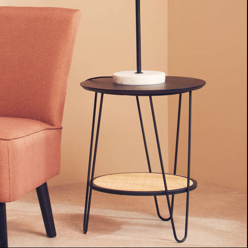 Depok Rattan And Metal Side Table With Hairpin Legs