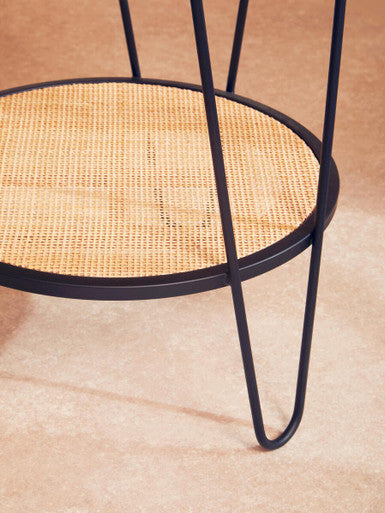 Depok Rattan And Metal Side Table With Hairpin Legs