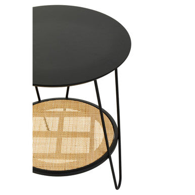 Depok Rattan And Metal Side Table With Hairpin Legs