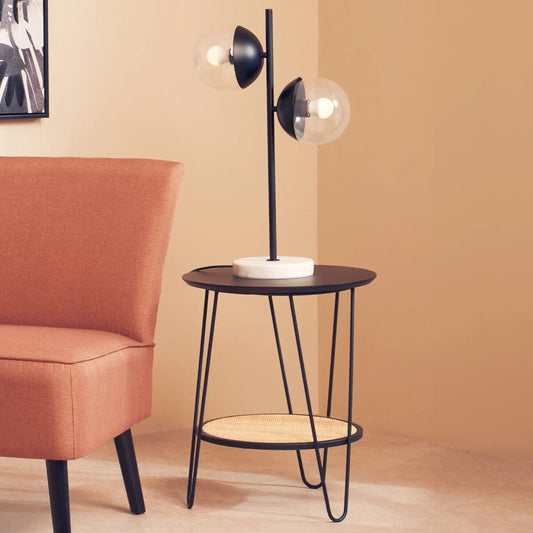 Depok Rattan And Metal Side Table With Hairpin Legs