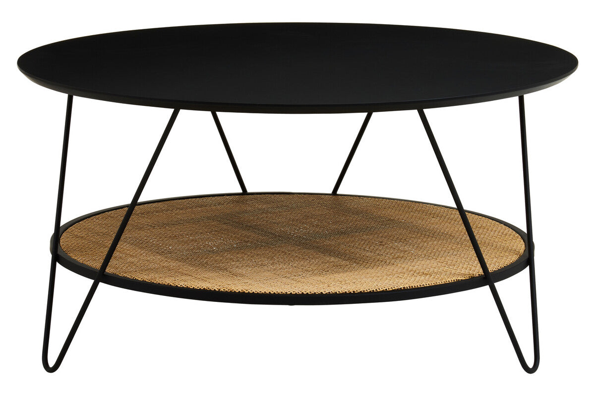 Depok Rattan And Metal Coffee Table With Hairpin Legs