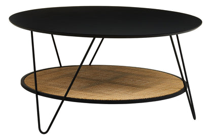 Depok Rattan And Metal Coffee Table With Hairpin Legs