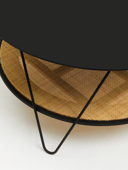 Depok Rattan And Metal Coffee Table With Hairpin Legs
