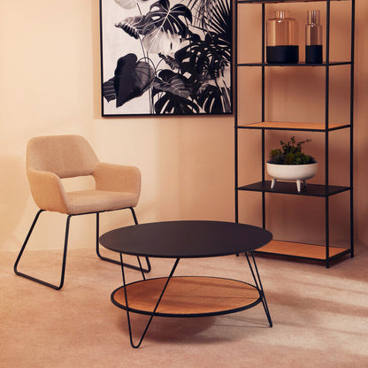 Depok Rattan And Metal Coffee Table With Hairpin Legs