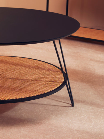 Depok Rattan And Metal Coffee Table With Hairpin Legs