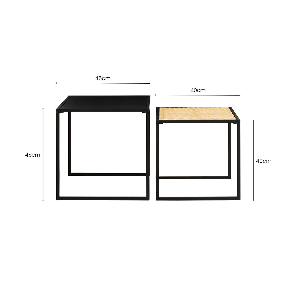 Depok Rattan And Metal Nest Of Two Tables