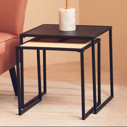 Depok Rattan And Metal Nest Of Two Tables
