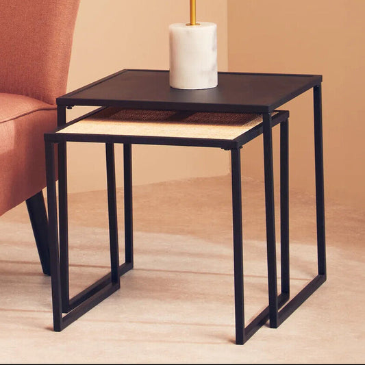 Depok Rattan And Metal Nest Of Two Tables
