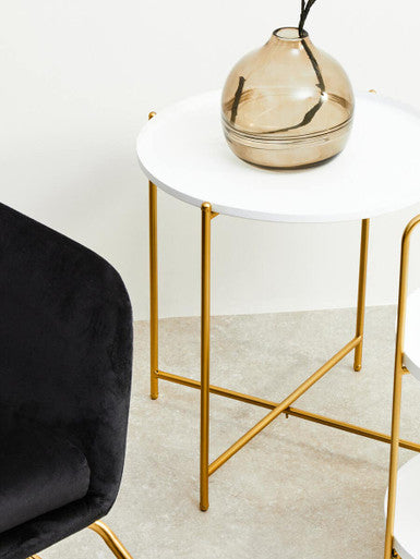 Trosa White and Gold Side Table